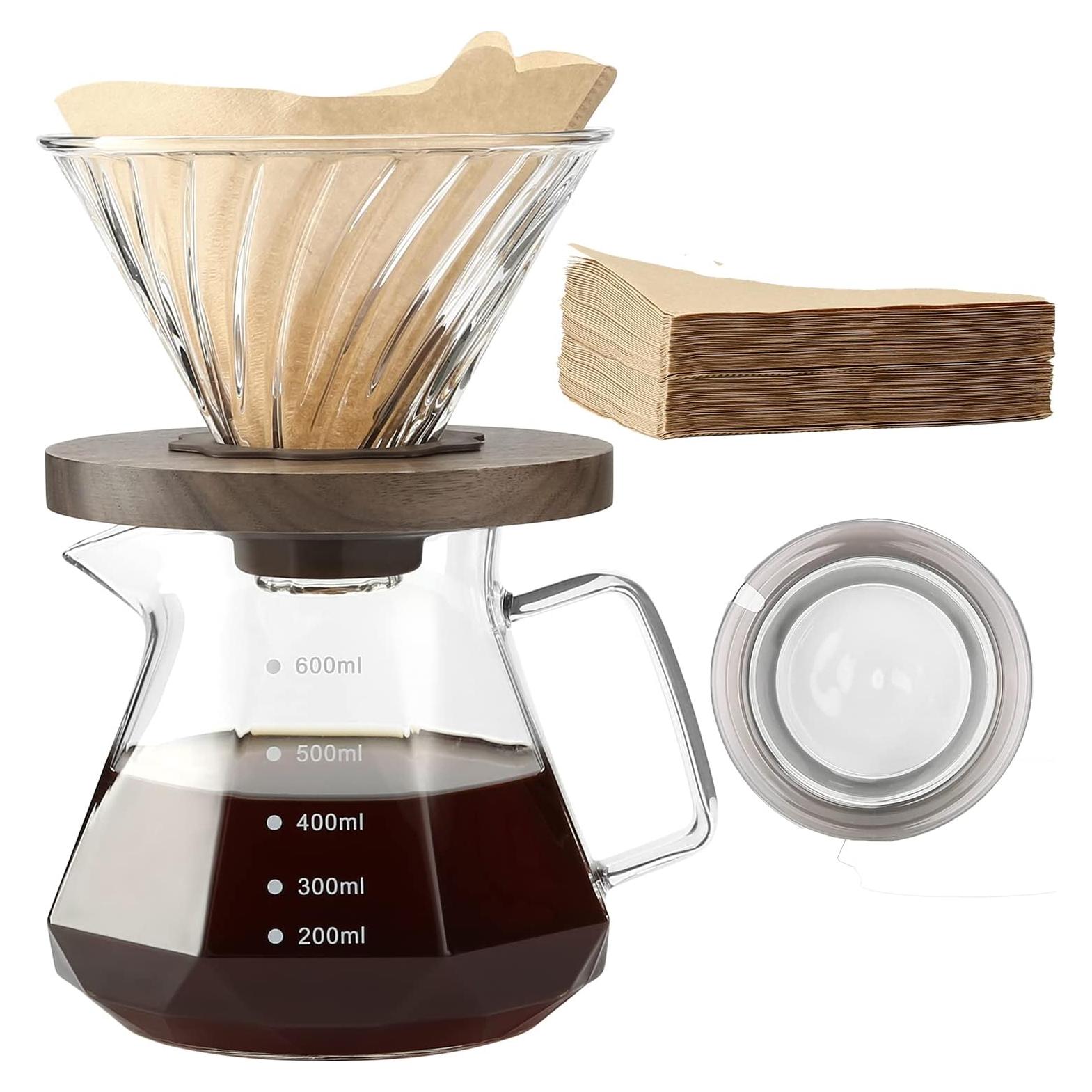 Cafetera de Goteo Lalord 600 ml Vidrio Borosilicato con Filtros