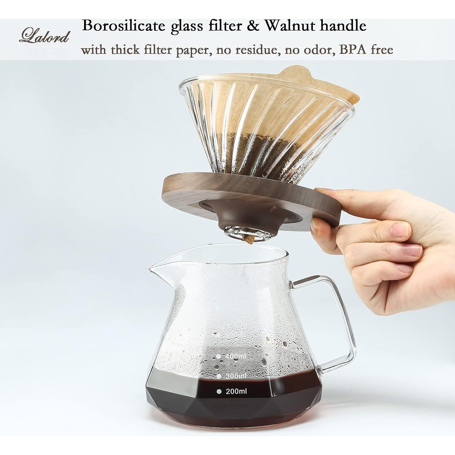 Cafetera de Goteo Lalord 600 ml Vidrio Borosilicato con Filtros