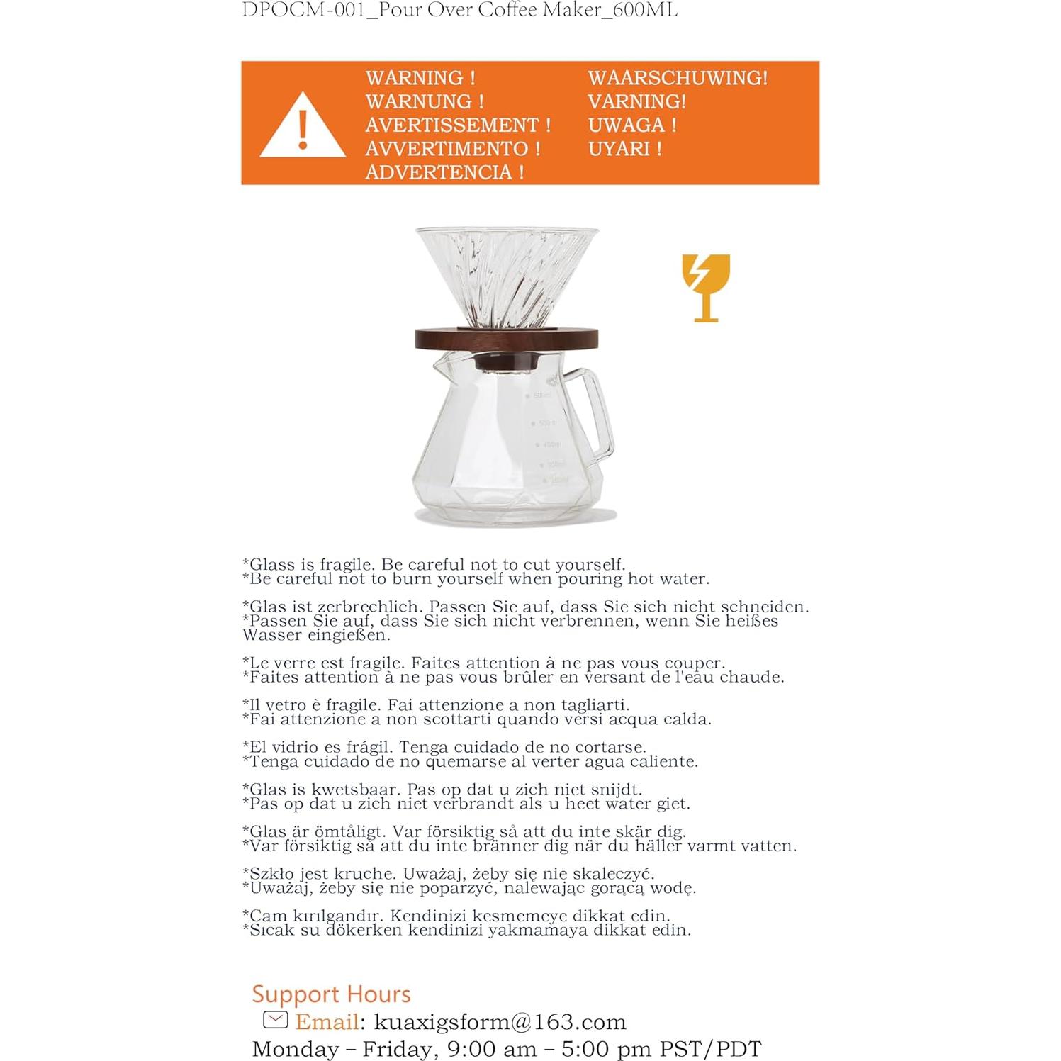 Cafetera de Goteo Lalord 600 ml Vidrio Borosilicato con Filtros