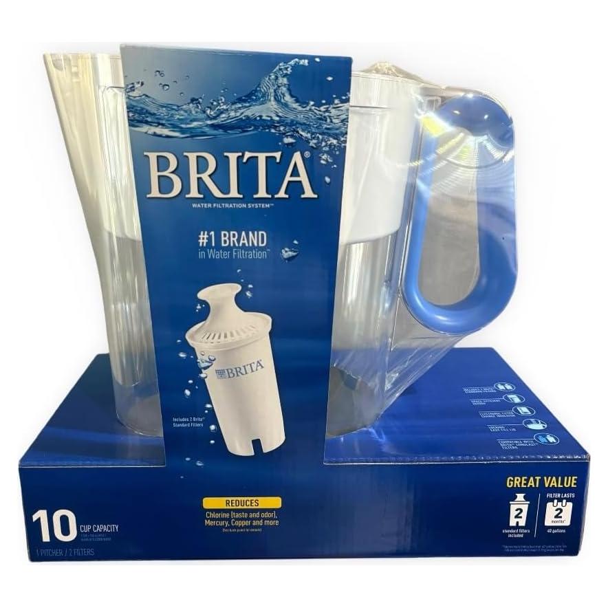 Jarra de Filtro de Agua Brita 10 Tazas 2.37L Libre BPA Azul