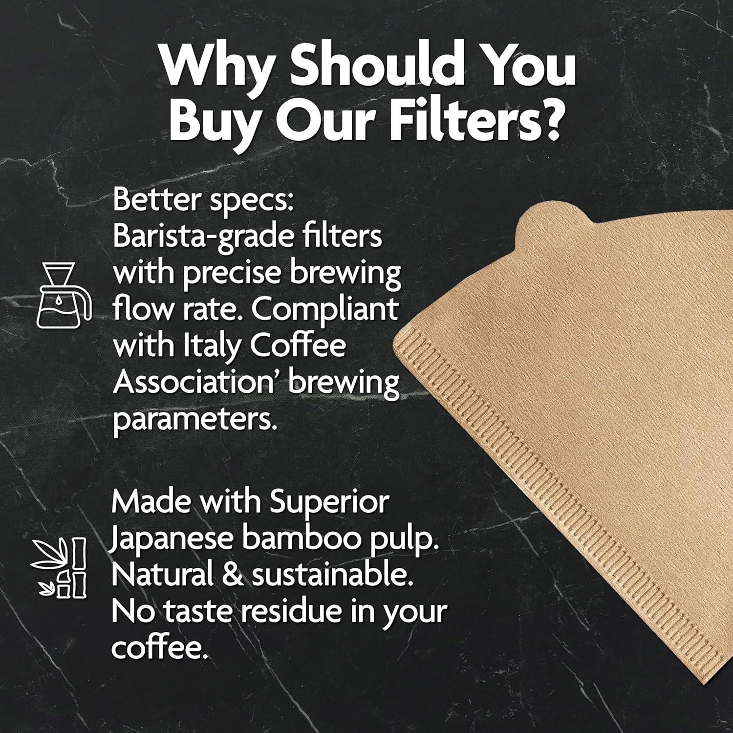 Filtros de café Vianté V60 #2 de bambú orgánico 200 unidades