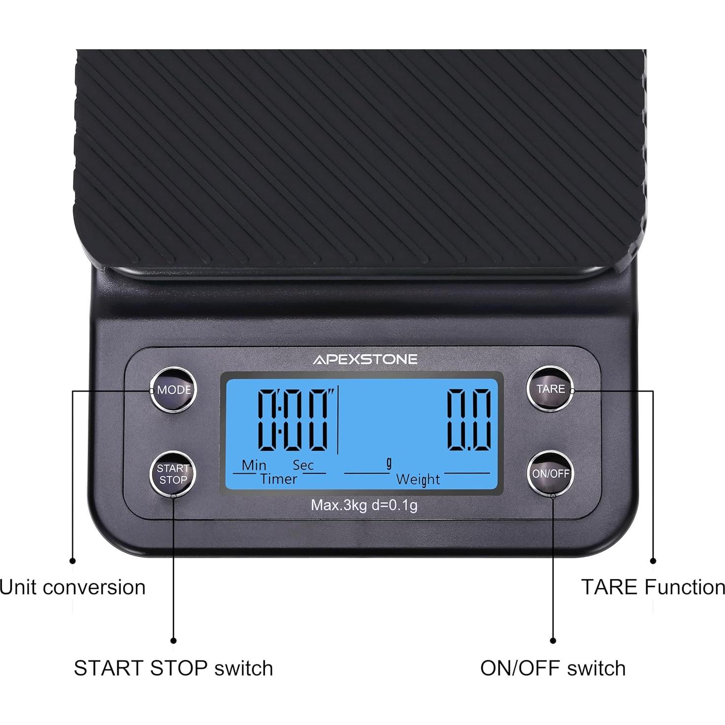 Báscula de Café Digital Apexstone con Temporizador 19.2x13.3cm