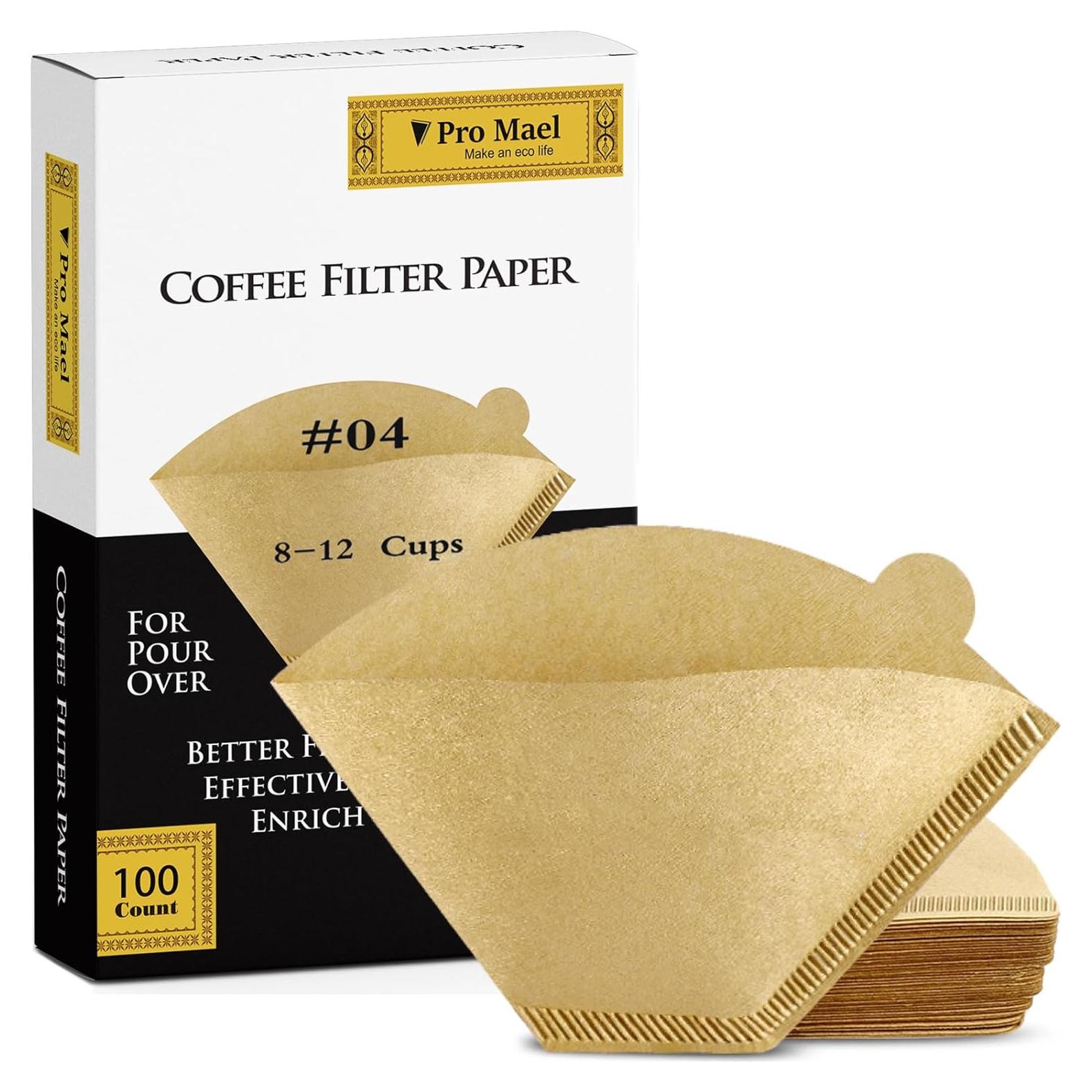 Filtros de café Pro Mael #4, 100 unidades, Natural sin blanquear