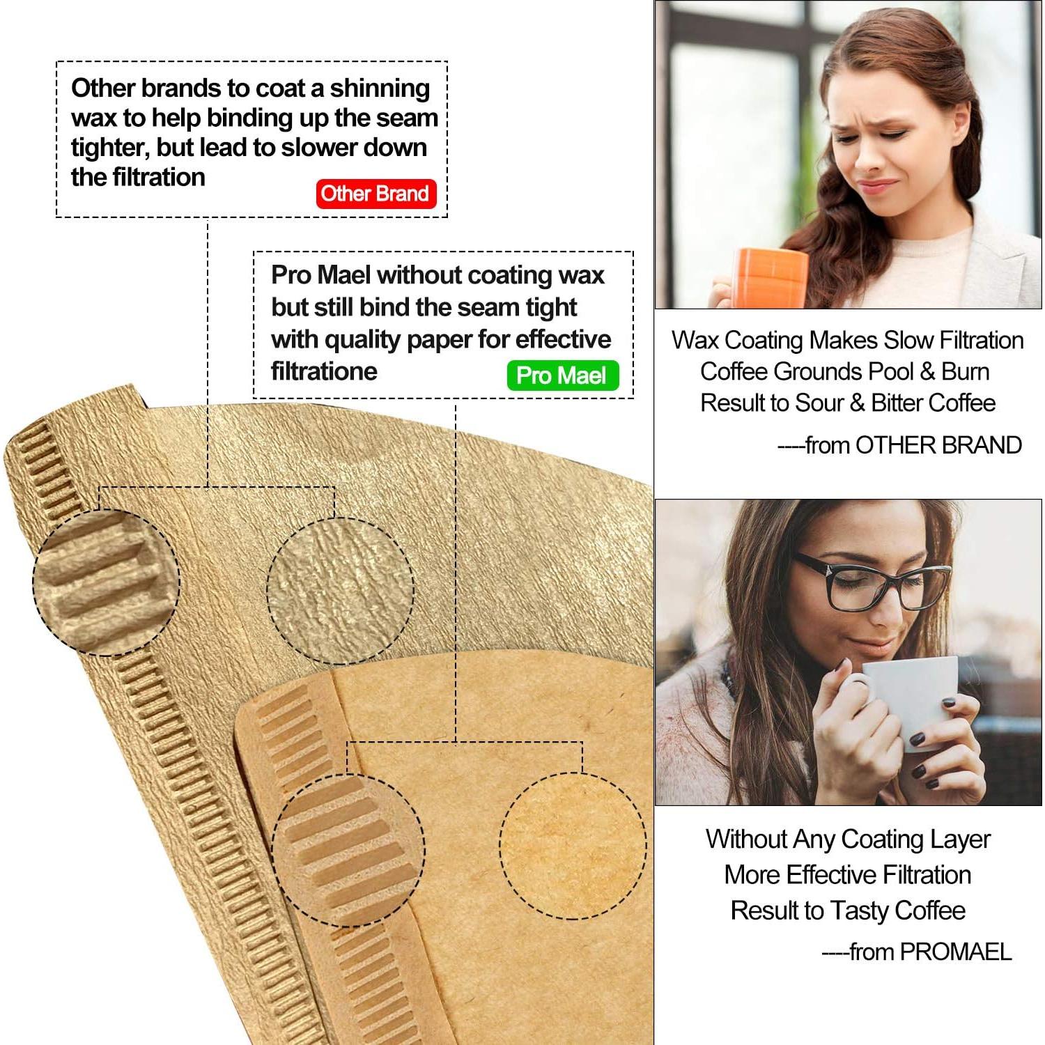 Filtros de café Pro Mael #4, 100 unidades, Natural sin blanquear