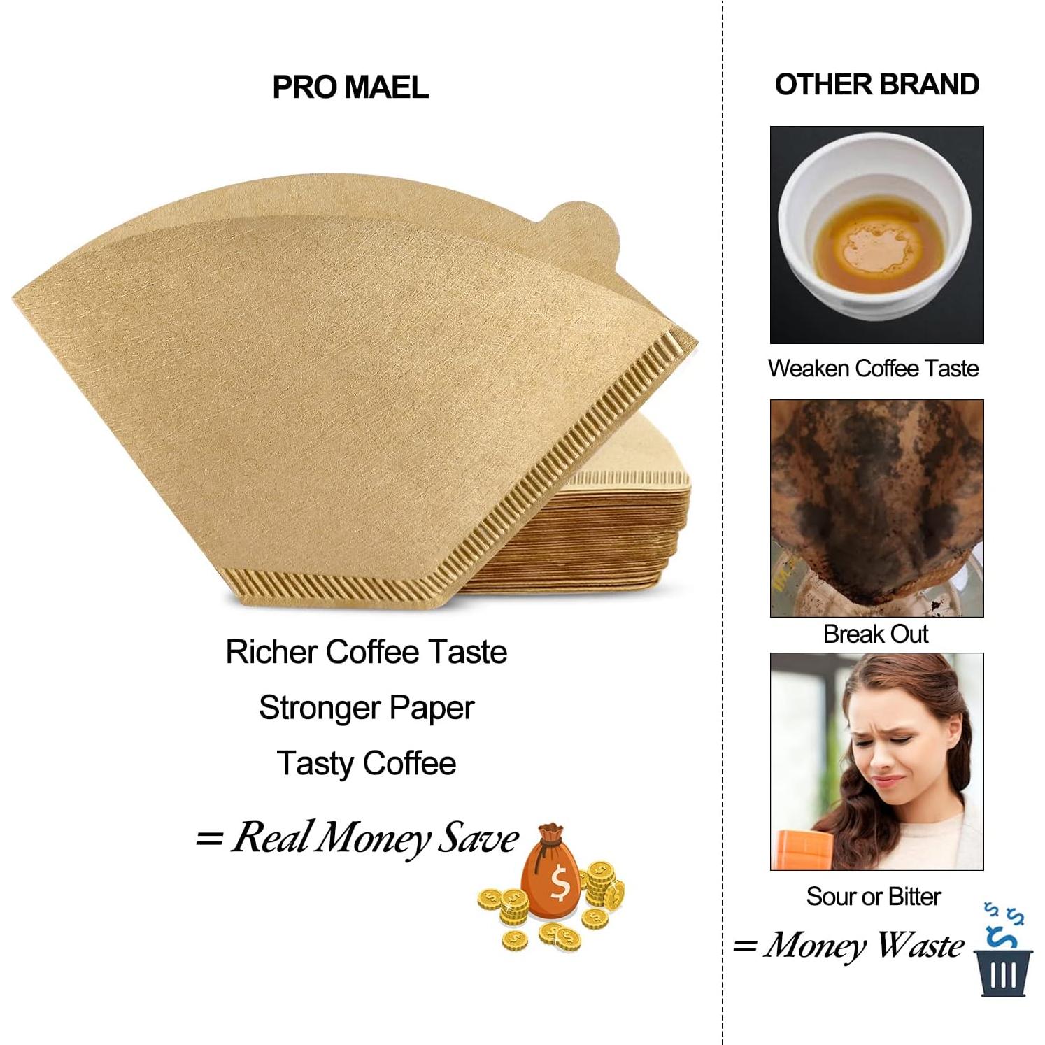 Filtros de café Pro Mael #4, 100 unidades, Natural sin blanquear