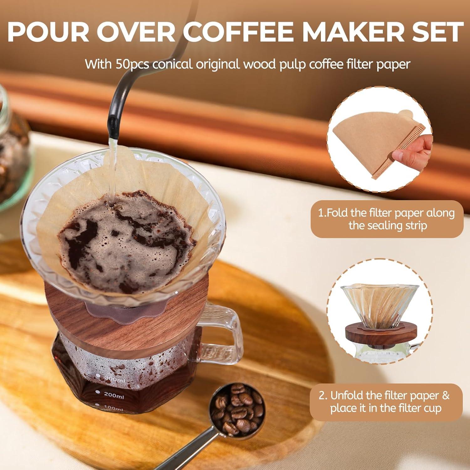 Cafetera de Goteo Mogrecha 400ml Vidrio Borosilicato + 50 Filtros