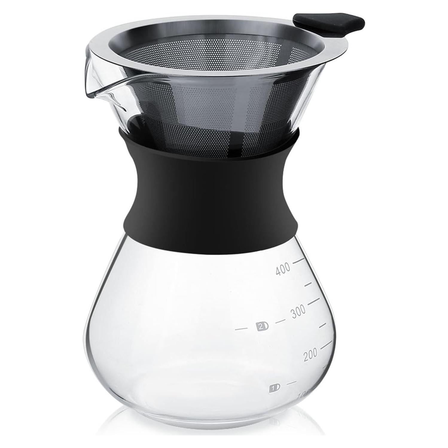 Cafetera Manual de Goteo Tbest de Vidrio 400ml con Filtro Inoxidable