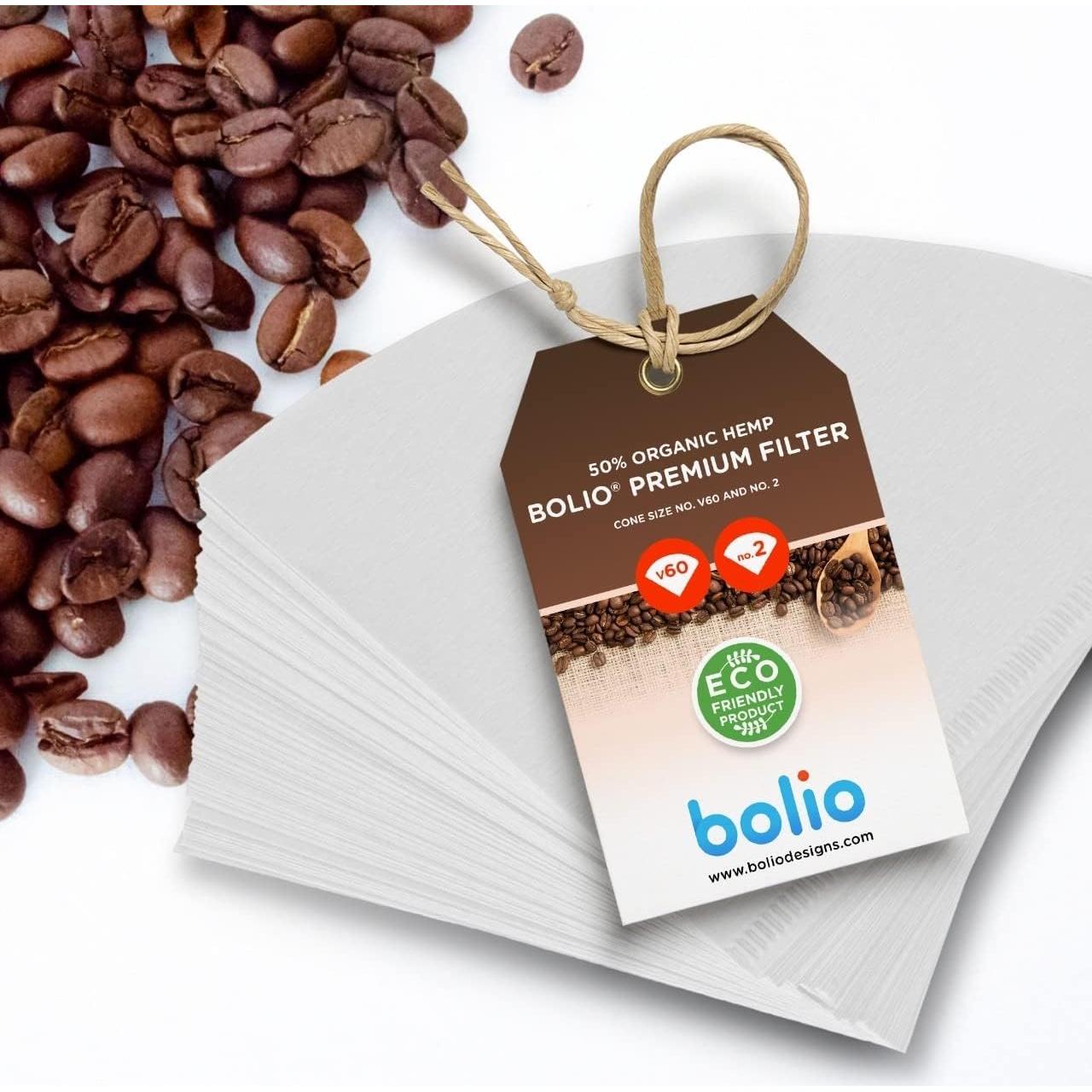 Filtros de café de papel Bolio No.2 para V60 - 100 unidades