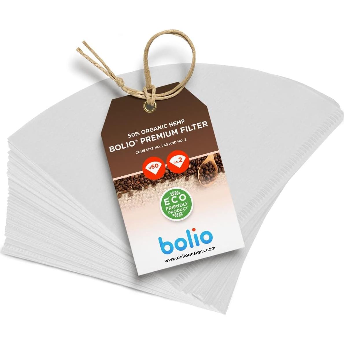 Filtros de café de papel Bolio No.2 para V60 - 100 unidades