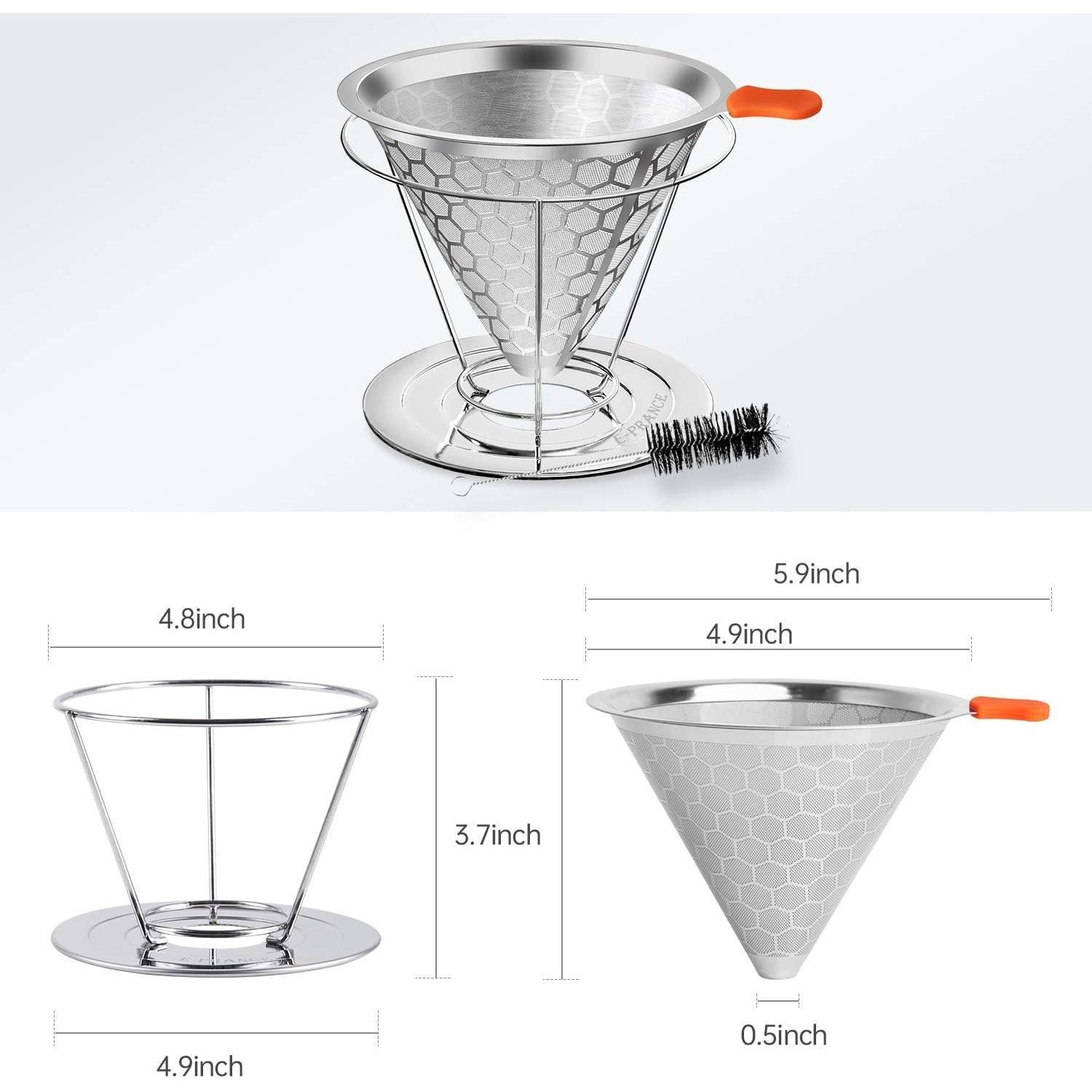 Filtro de Café Reutilizable E-PRANCE Acero Inoxidable 1-4 Tazas