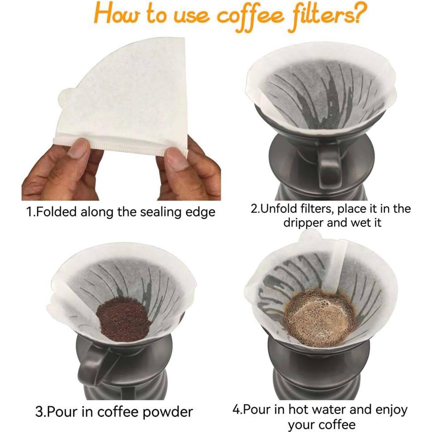 Filtros de café en cono iHMeiju 200 piezas 2-6 tazas marrón