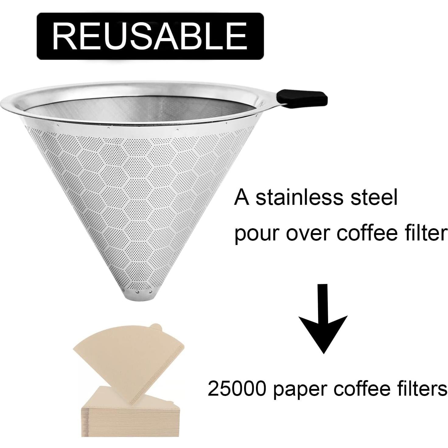 Filtro de café de goteo GLMMIR de acero inoxidable reutilizable