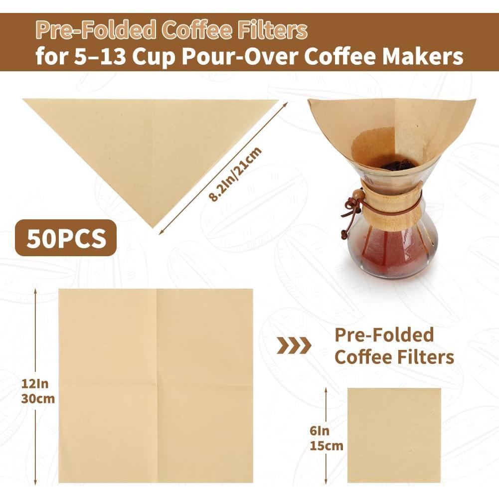 Filtros de café desechables YQL 50 unidades 15x15cm sin blanquear