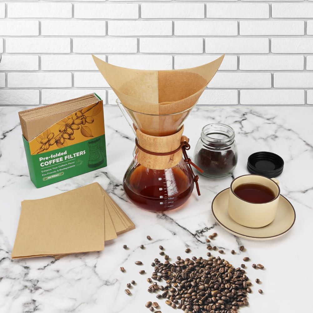 Filtros de café desechables YQL 50 unidades 15x15cm sin blanquear