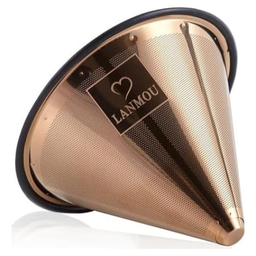 Filtro de café reutilizable Lanmou de acero inoxidable oro rosa