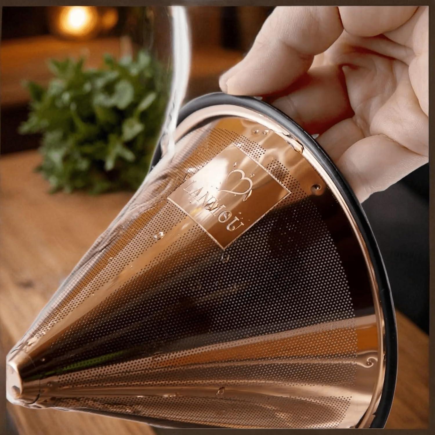 Filtro de café reutilizable Lanmou de acero inoxidable oro rosa