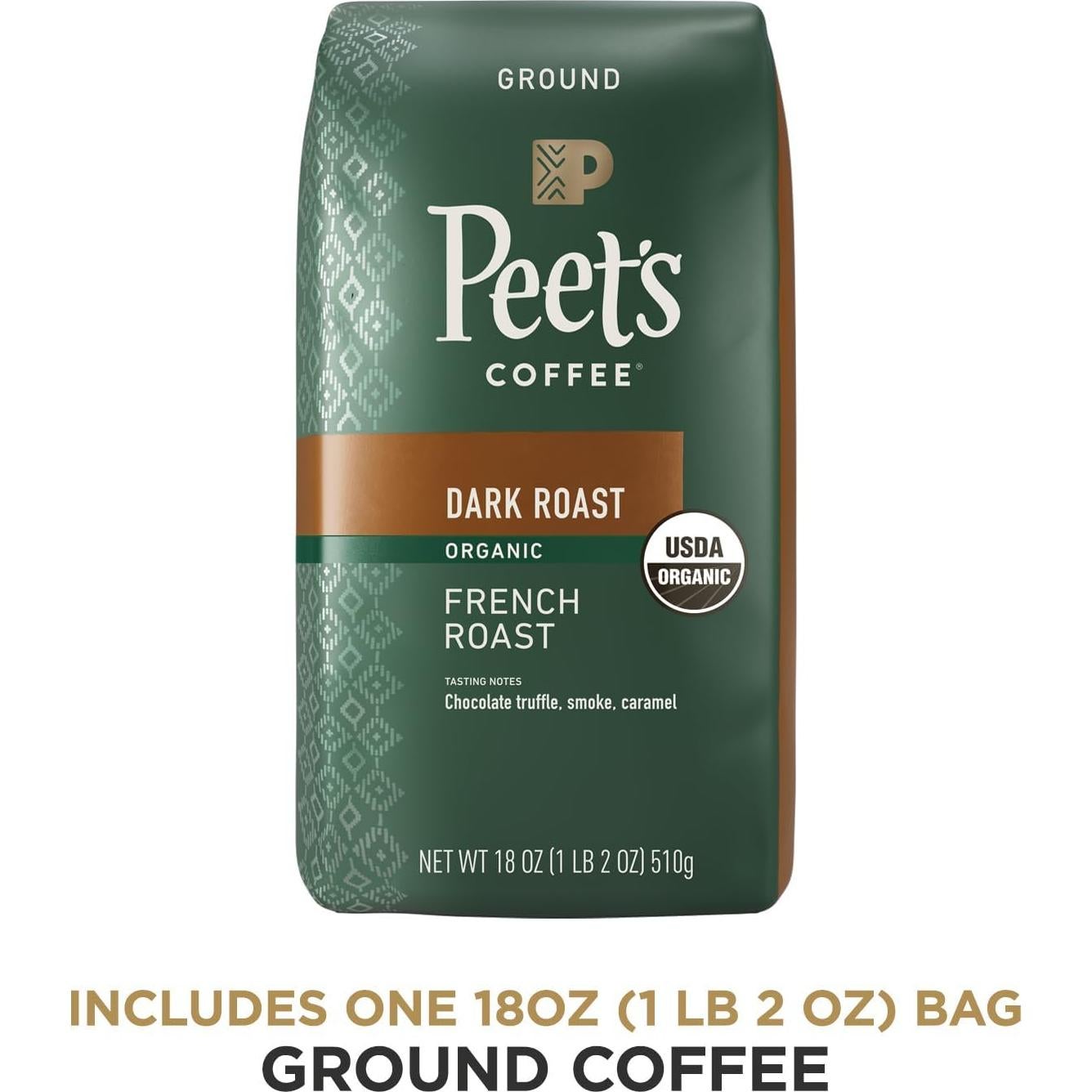 Café Molido Orgánico Tostado Oscuro Peet's 18 Onzas
