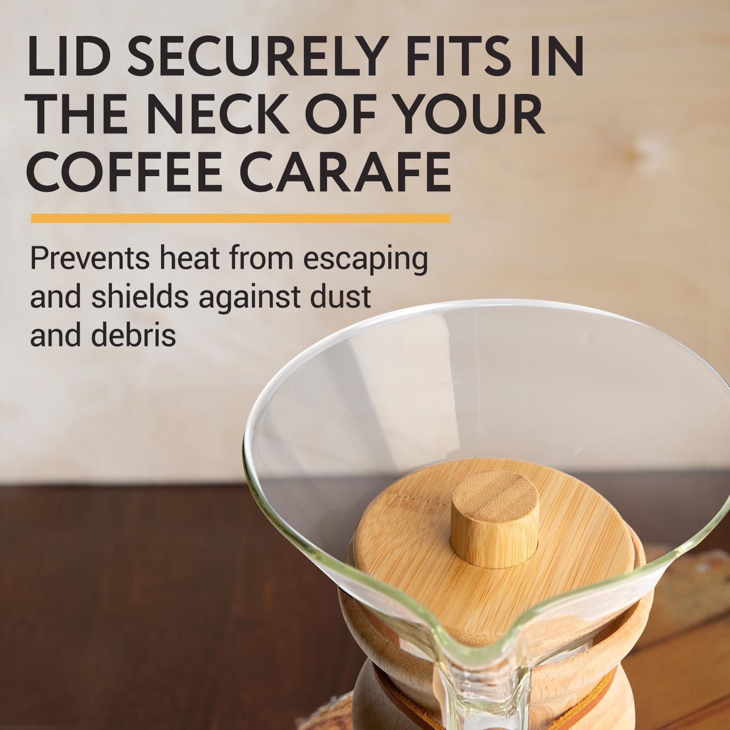 Juego de Tapa y Trivet de Madera IMPRESA para Chemex 6-8 Tazas