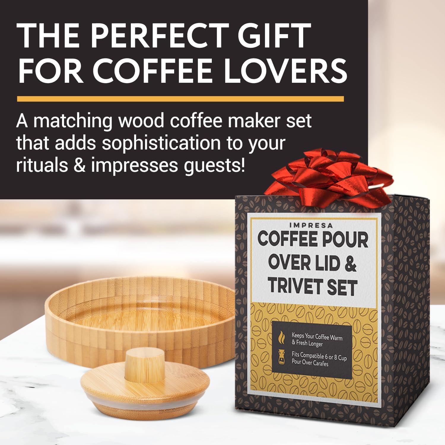 Juego de Tapa y Trivet de Madera IMPRESA para Chemex 6-8 Tazas