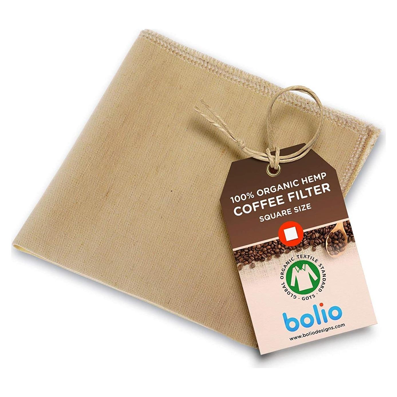 Filtro de café reutilizable Bolio de cáñamo orgánico 30x30 cm