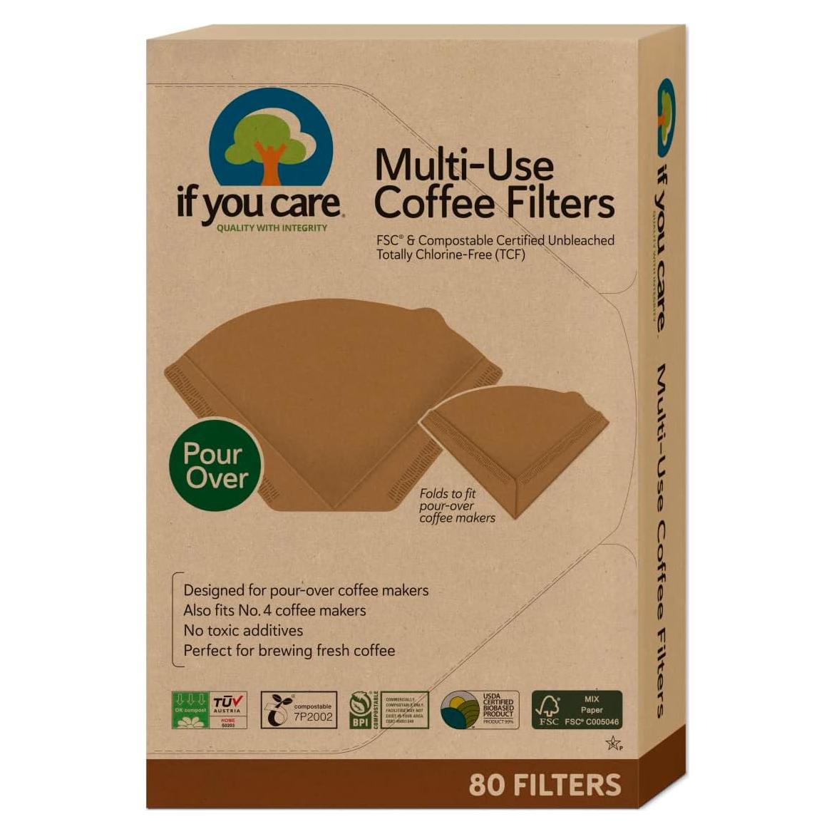 Filtros de Café Multiusos If You Care, 80 Unidades Sin Blanquear