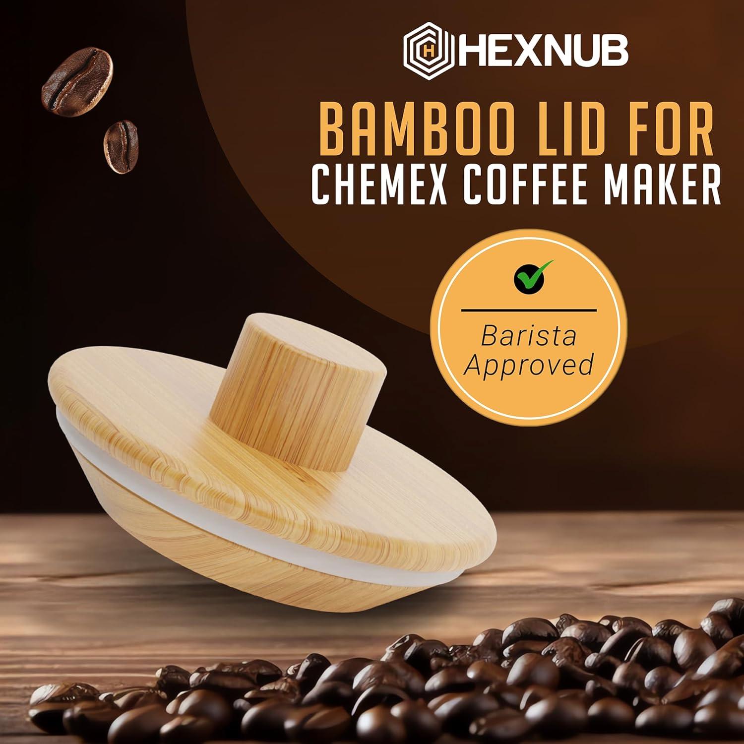 Tapa de Bambú HEXNUB para Cafetera Chemex y Bodum 9 cm