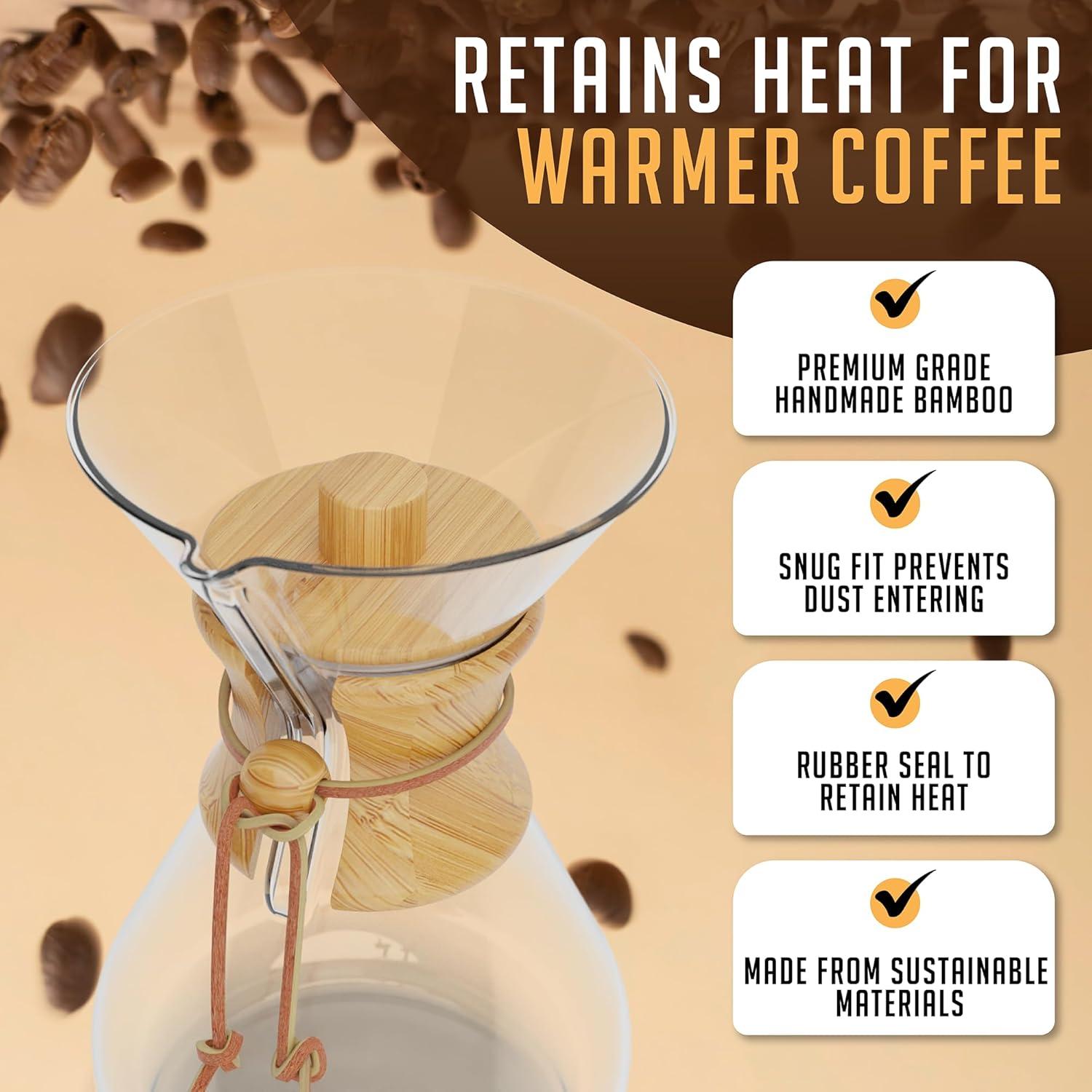 Tapa de Bambú HEXNUB para Cafetera Chemex y Bodum 9 cm