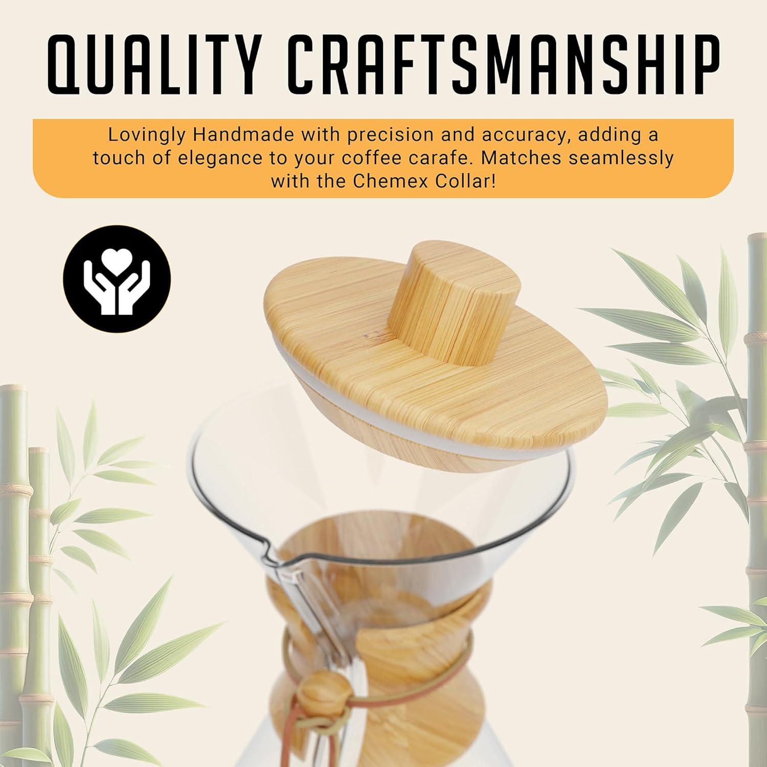 Tapa de Bambú HEXNUB para Cafetera Chemex y Bodum 9 cm