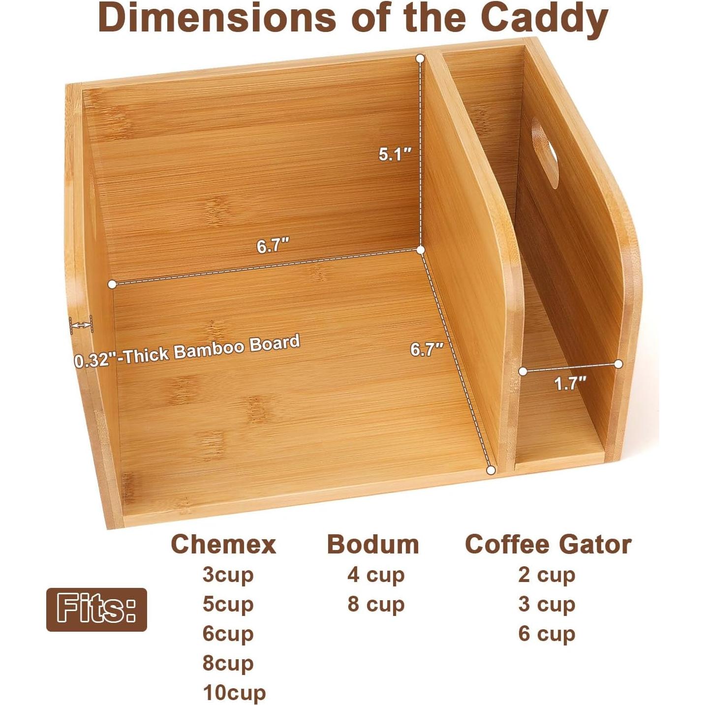 Caddy de Bambú con Tapa y Alfombrilla para Cafeteras Chemex