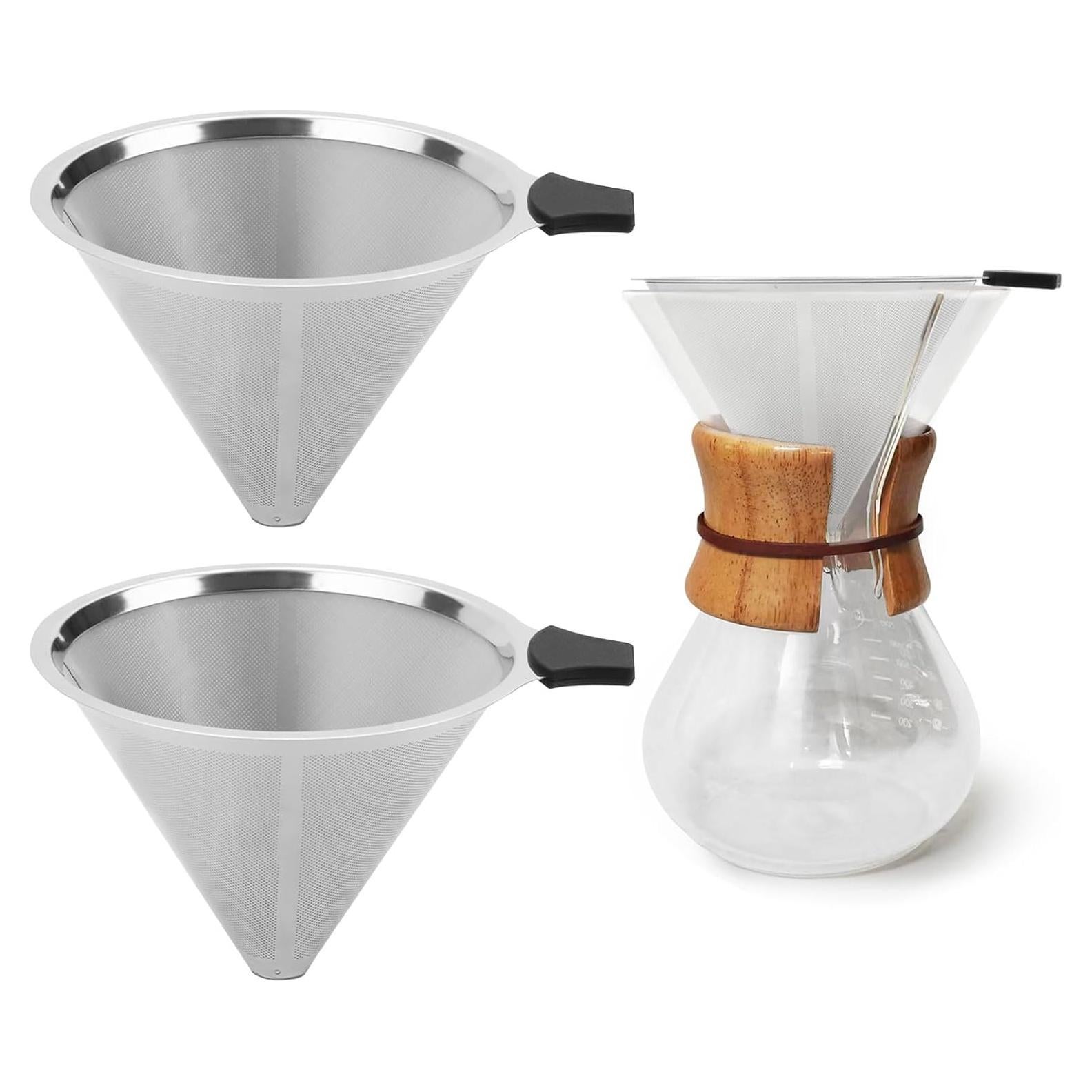 Paquete de 2 Filtros de Café Reutilizables OENUASG para Chemex y Hario V60