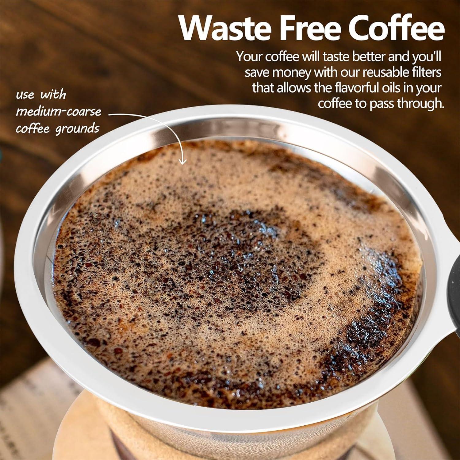 Paquete de 2 Filtros de Café Reutilizables OENUASG para Chemex y Hario V60