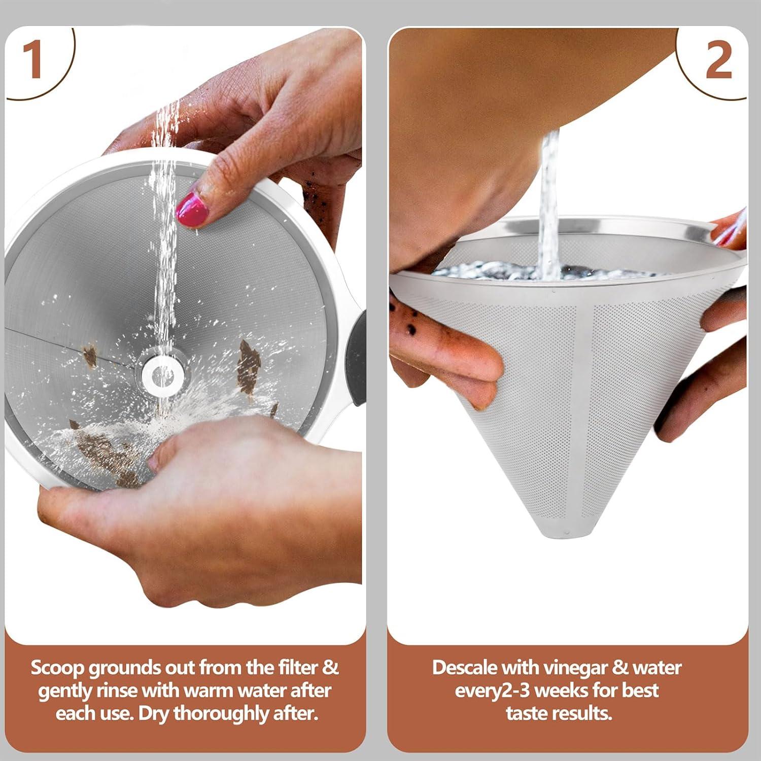 Paquete de 2 Filtros de Café Reutilizables OENUASG para Chemex y Hario V60