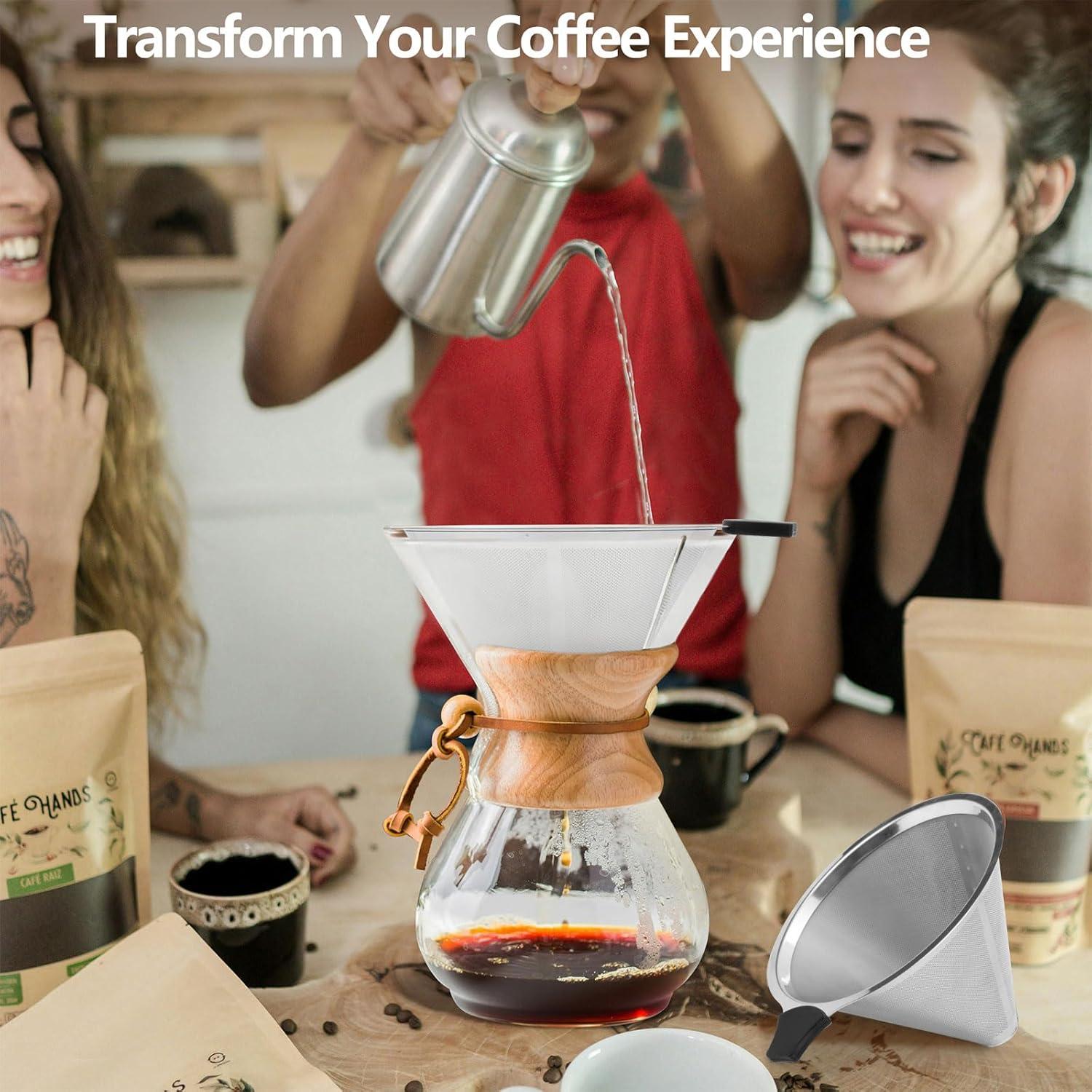 Paquete de 2 Filtros de Café Reutilizables OENUASG para Chemex y Hario V60