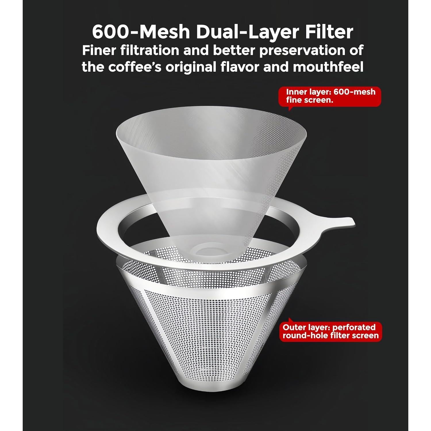 Cafetera de Goteo AGOGO de Vidrio 8 Tazas con Filtro Acero