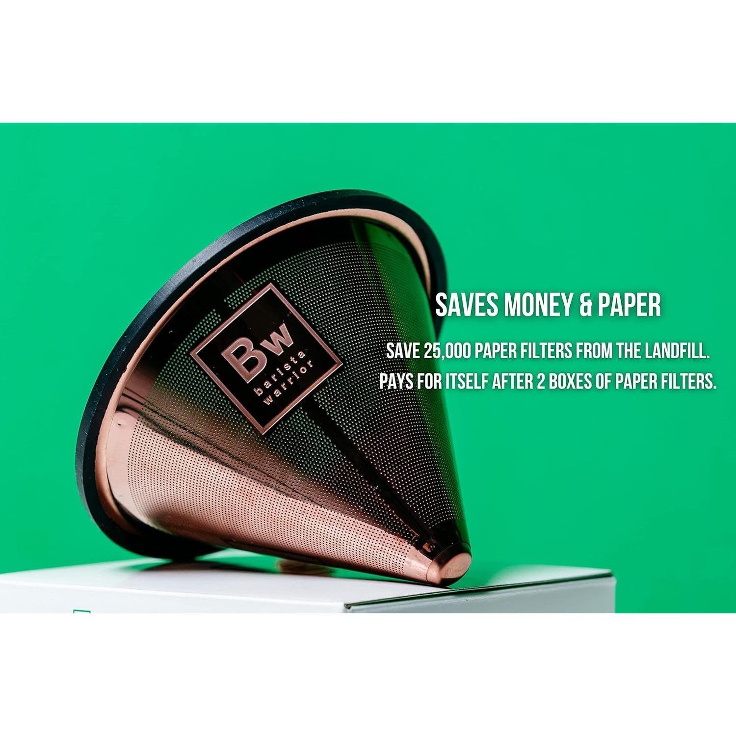 Filtro de café reutilizable Barista Warrior en cono cobre 1 unidad