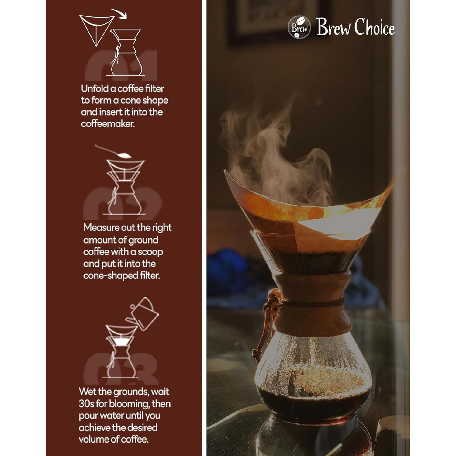 Filtros de café en cono Brew Choice 200 unidades papel natural