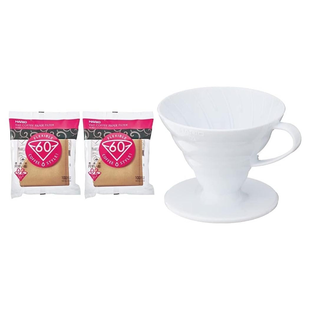 Set de Filtros de Café Hario V60 200 Unidades + Gotero 1-4 Tazas