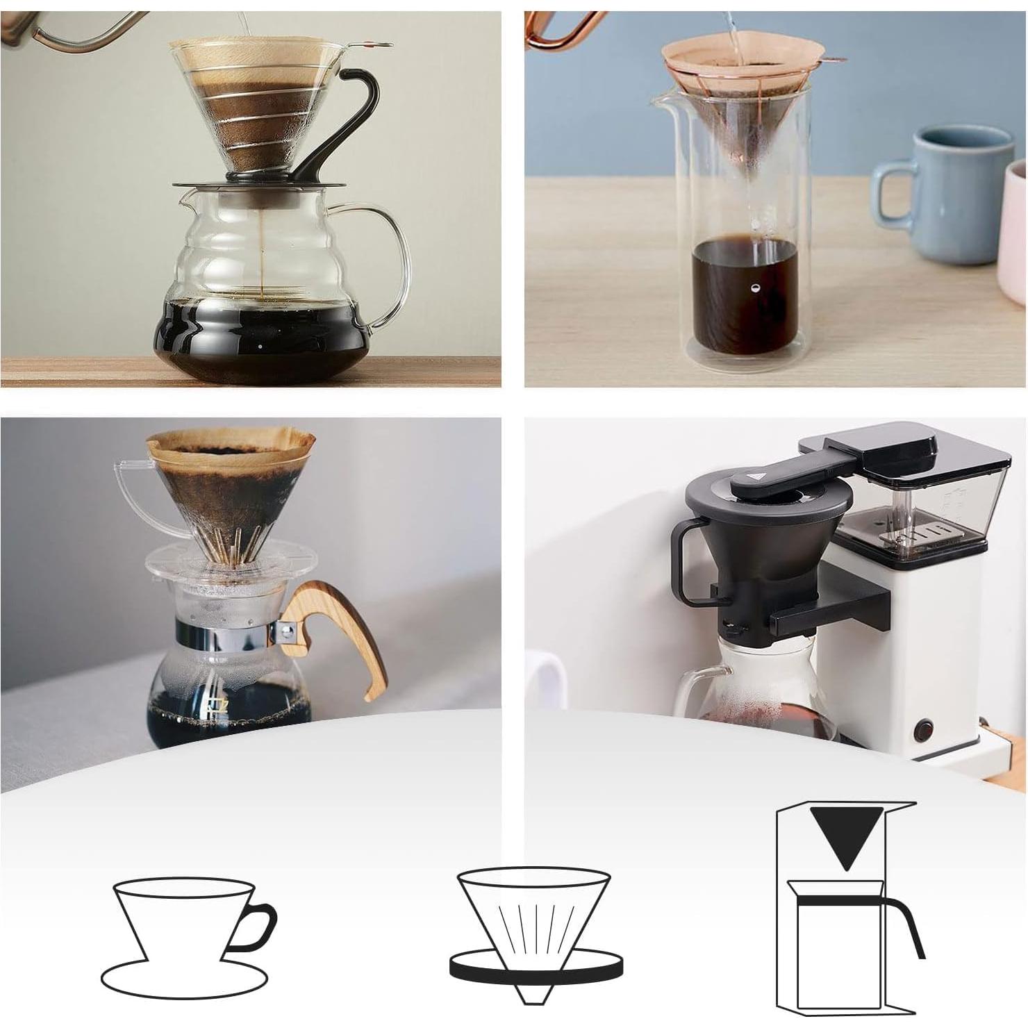 Filtros de café V60 #2 Dingkei, 100 unidades, sin blanquear