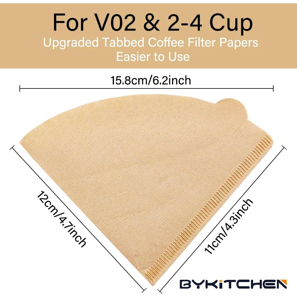 Filtros de café en cono V02 BYKITCHEN, set de 200 piezas