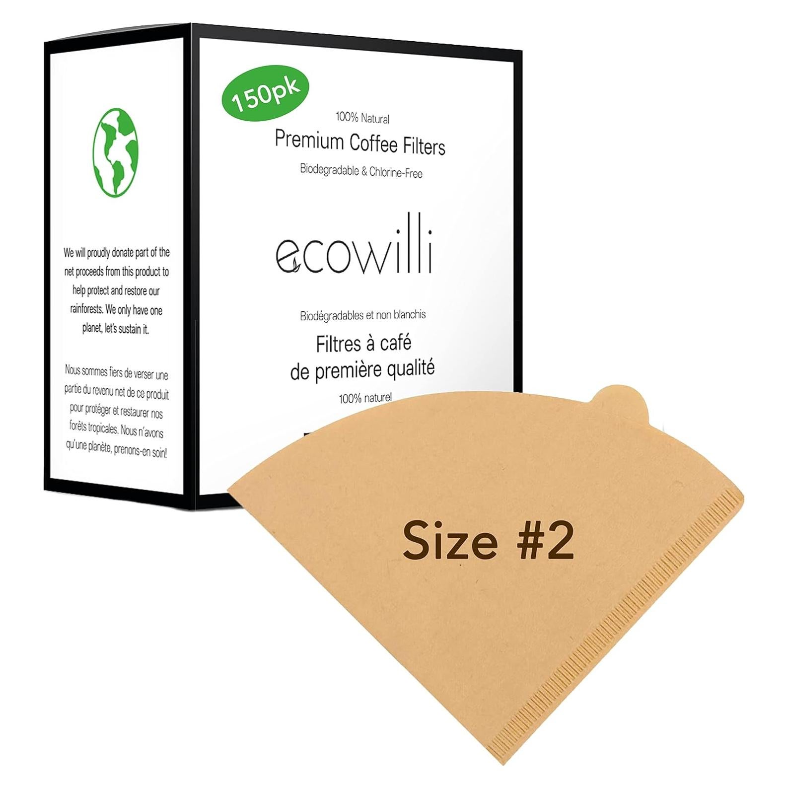 Filtros de Café de Goteo Biodegradables Ecowilli 150 Unidades