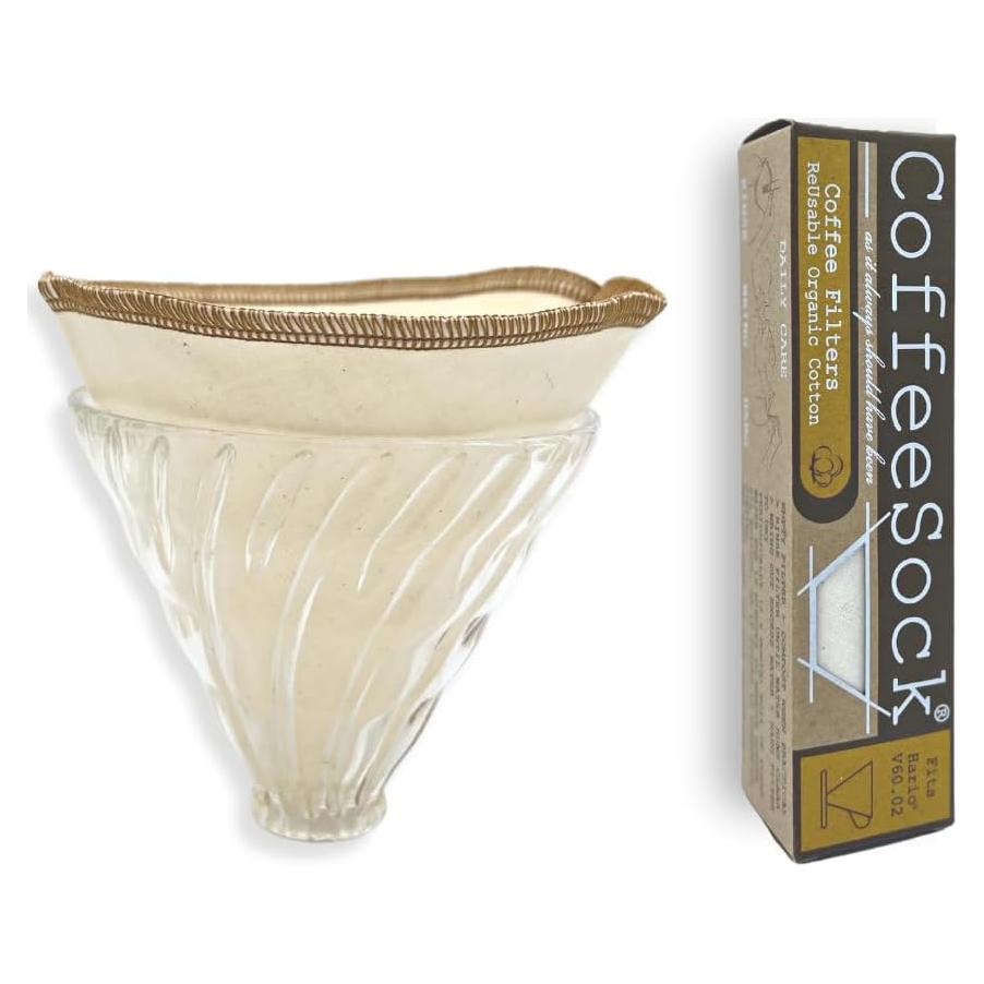 Filtros Reutilizables CoffeeSock Hario V60-02 Algodón Orgánico