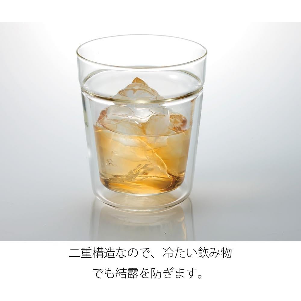 Vaso Doble Pared Hario Twin Rock 260ml Vidrio Transparente