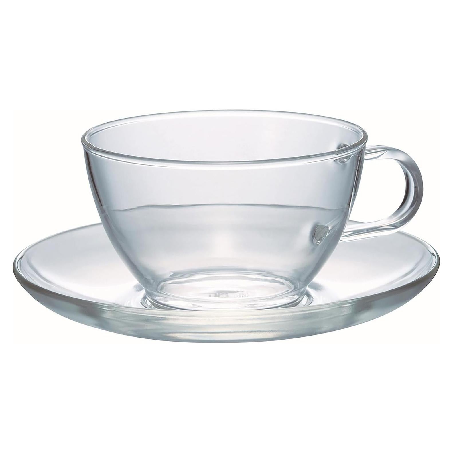Juego de Taza y Plato Hario 230ml Vidrio Transparente