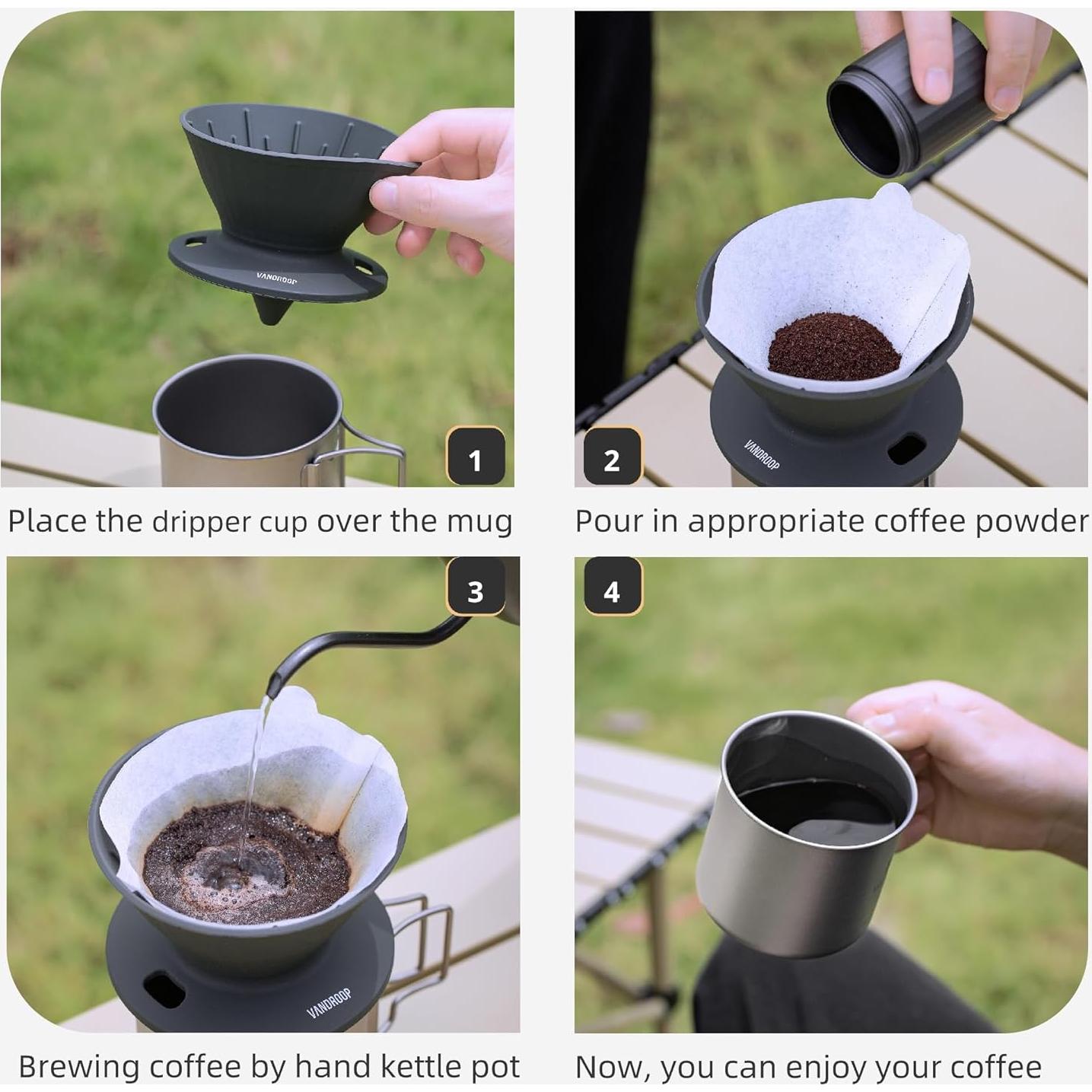 Goteador de Café Plegable Vandroop GJ06 Gris 2-3 Tazas