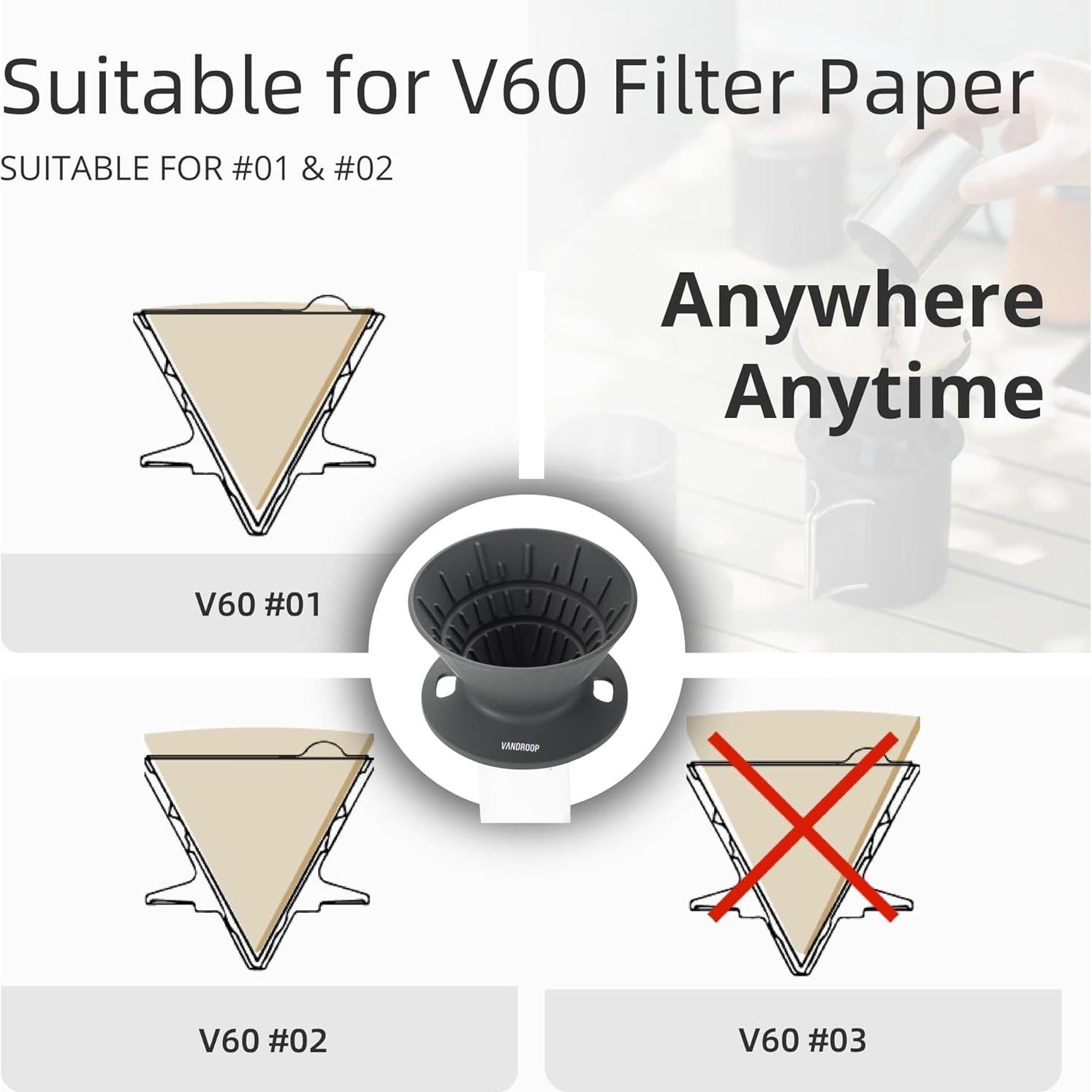 Goteador de Café Plegable Vandroop GJ06 Gris 2-3 Tazas