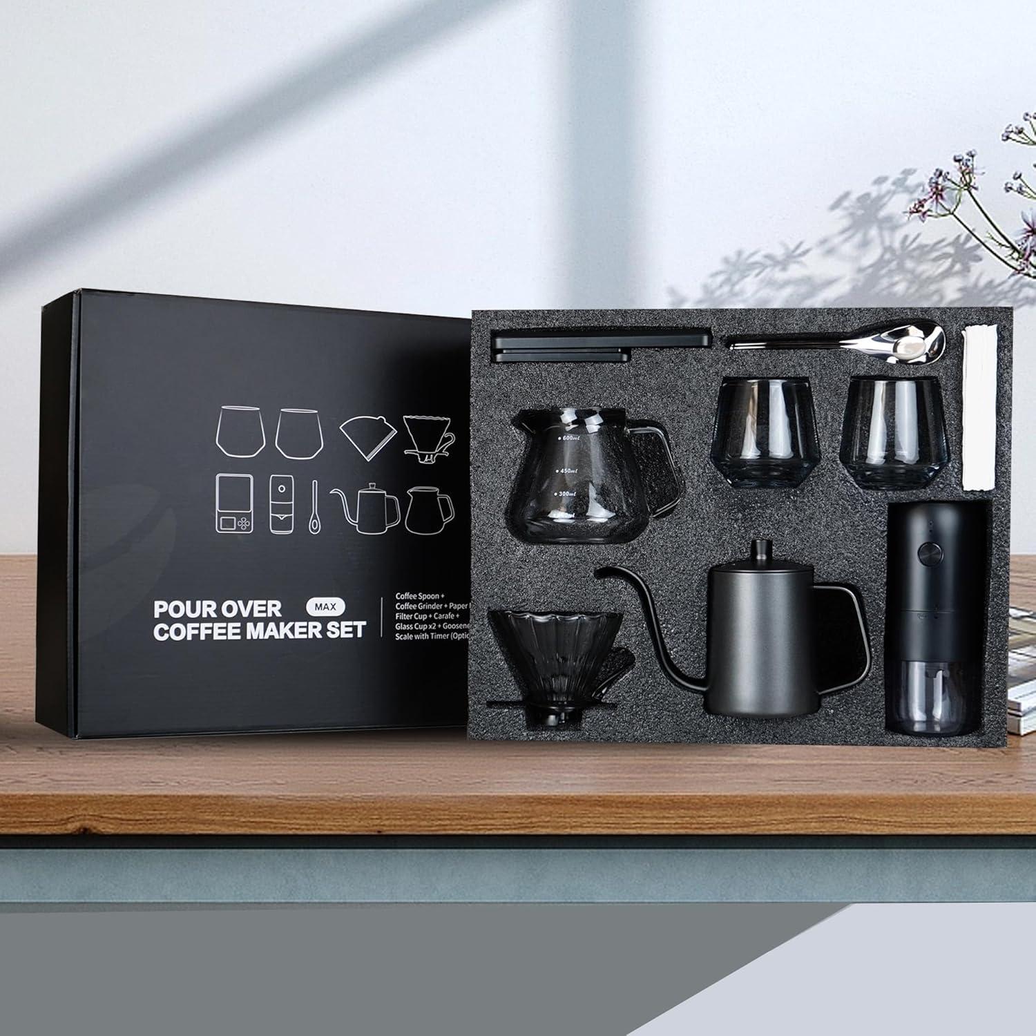 Kit de Café SuperCook Pour Over con Hervidor y Molinillo