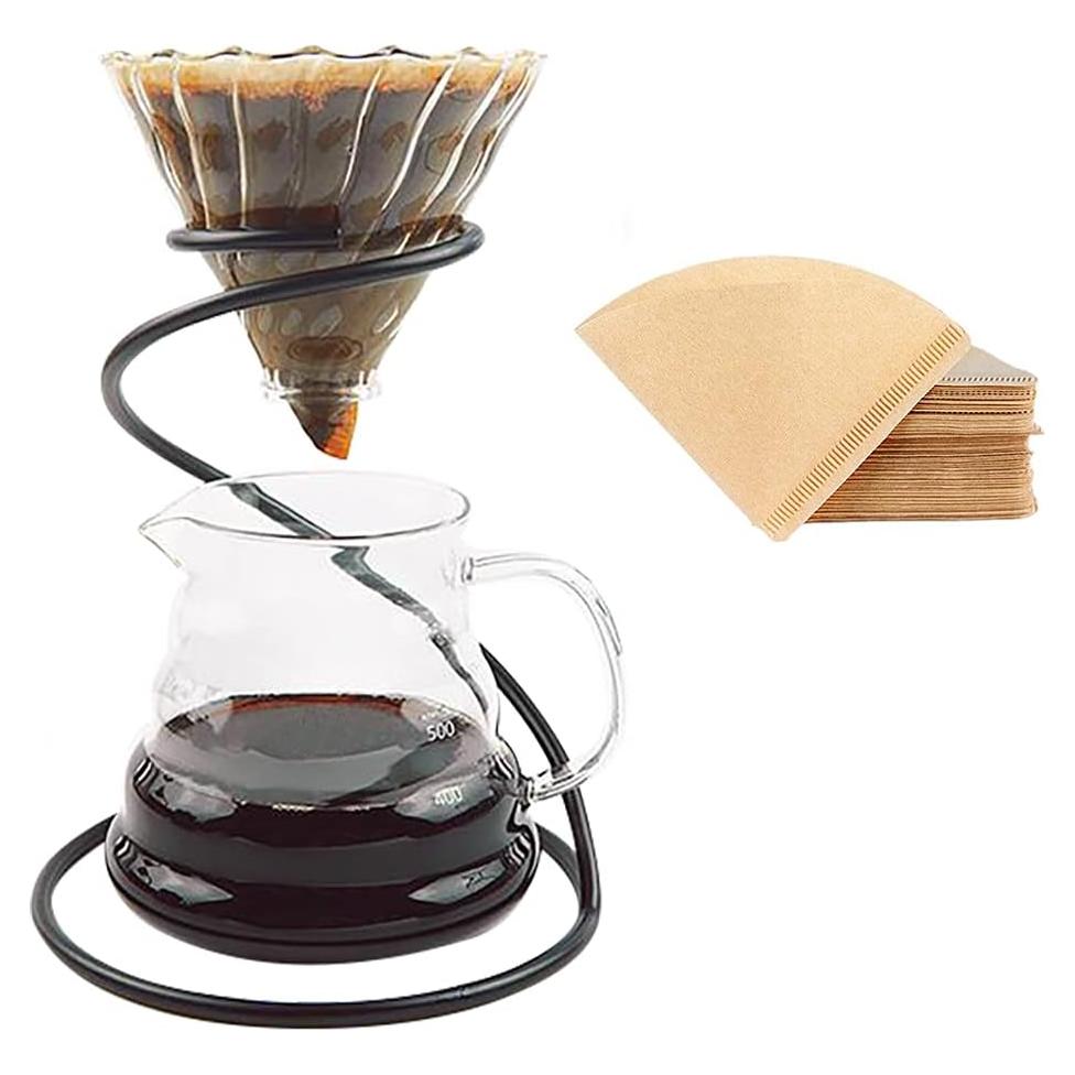 Juego de Cafetera de Goteo LEIJOCO LJS CMS-2 4 en 1 Negro