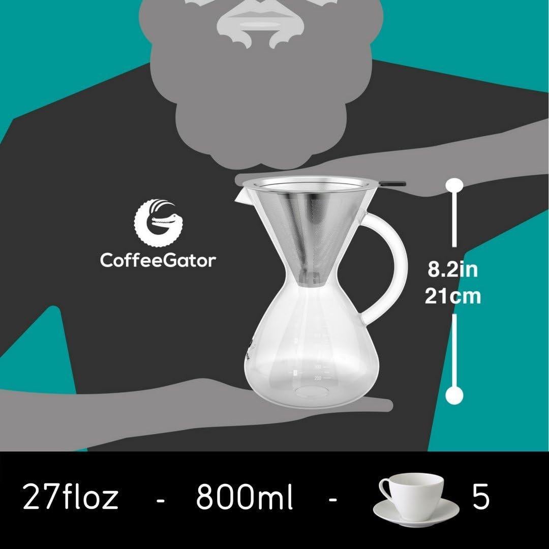 Cafetera de Goteo Coffee Gator 800ml con Filtro de Acero Inoxidable