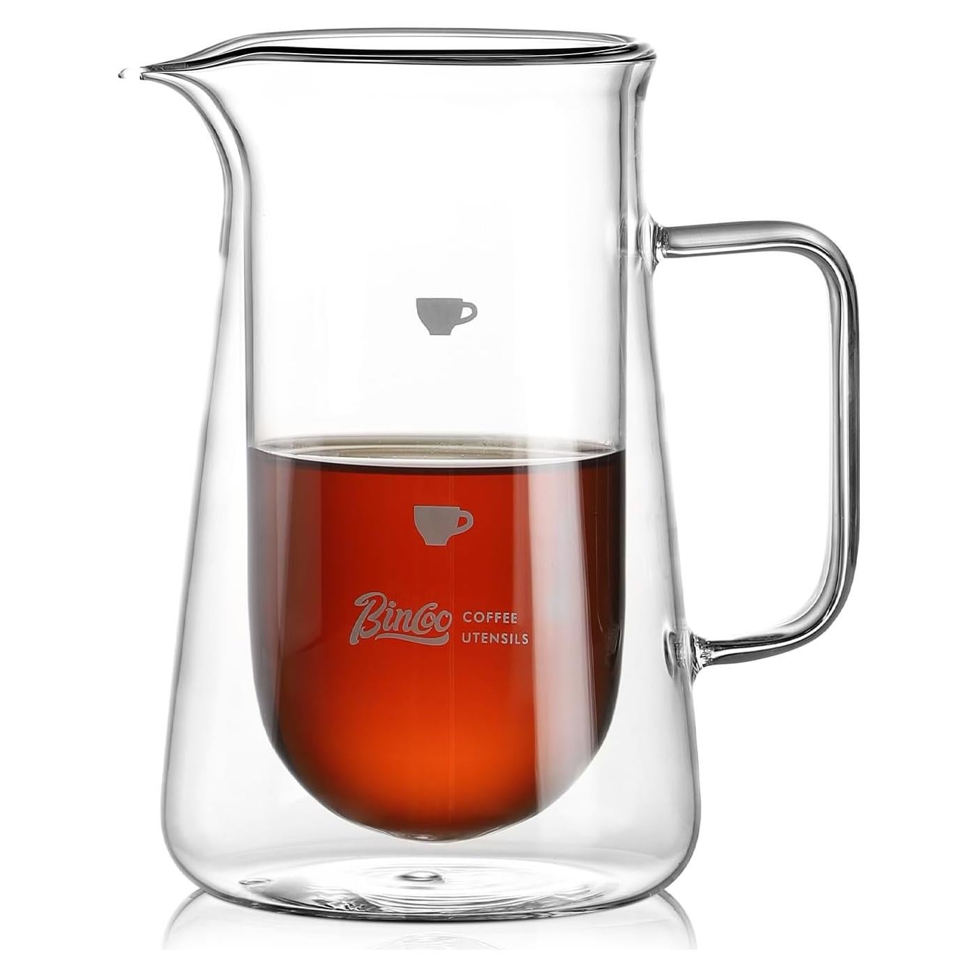Jarra de Café de Vidrio Doble Pared Bincoo 400ml Apta Lavavajillas