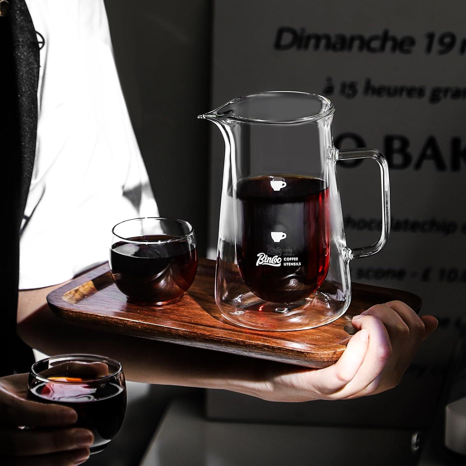 Jarra de Café de Vidrio Doble Pared Bincoo 400ml Apta Lavavajillas